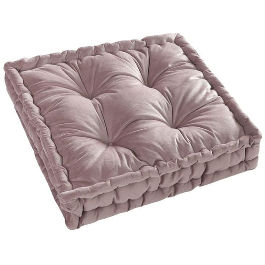Tufted Floor 22"x22" Pillow, Blush Pink Square Seat Pillow with Ruffled Edges, Soft Plush Meditation Cushion for Living Room, Bedroom, Dorm & Boho Home Décor - color: Blush