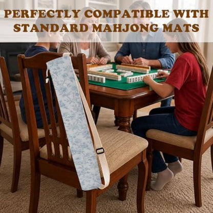 Blue and White Floral Toile Mahjong Mat Bag with Adjustable Straps - color: Blue and White Floral
