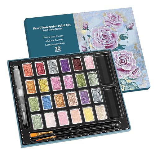 CraftyManor 3ml Forestry Shifting Watercolor Painting Set, 24 Color Shifting Watercolor Paint Set, Shimmer Metallic Watercolor Paints Set, Glitter Watercolor Paint, Solid, Rococo Style - color: Upgraded Rococo 24 Colors