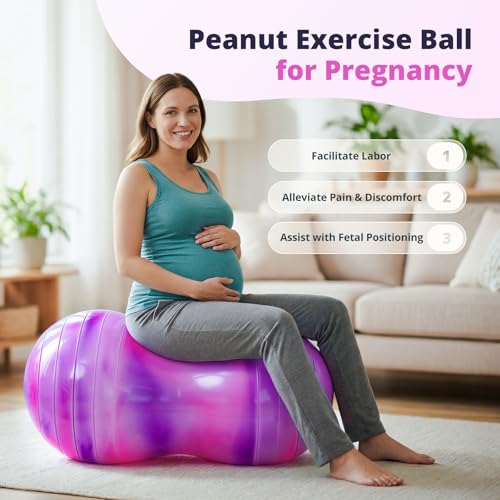 18''/20'' Peanut Ball for Kids & Adults, Anti-Burst Exercise Ball - color: Purple-pink, size: 20''(50cm*100cm)