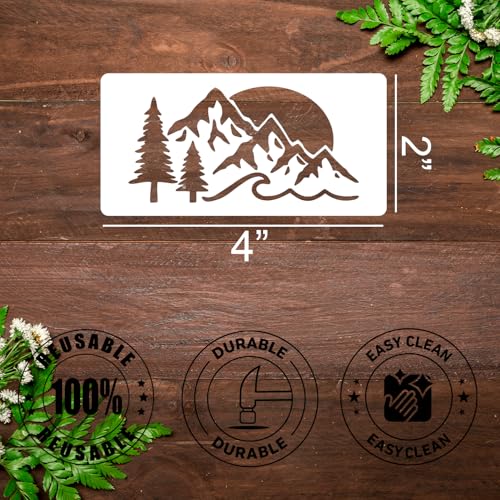 Mountain Stencils Wood Burning Stencils 4"x2" | Reusable Pine Tree Stencil for Wood Burning Crafts Decor - style: Mountain Tree 4"/50p