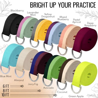 TECEUM 2 IN 1 Yoga & Mat Strap for Stretching – Cotton – 6/8/10 ft - color: Brown Beige, size: 10 ft