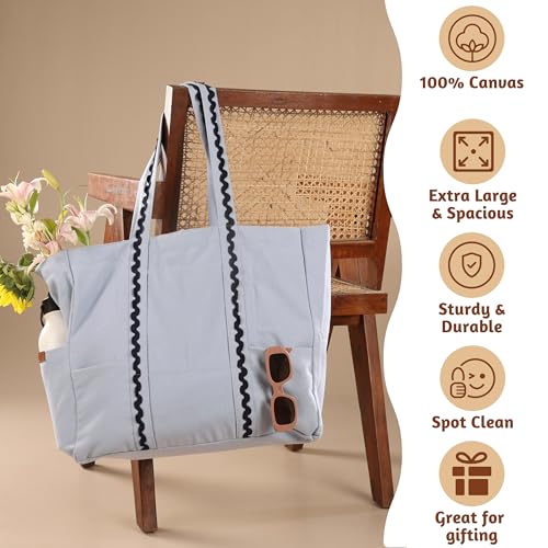 Folkulture Beach Tote Bags For Women, Beach Must Haves 2026-18x15 Inch | Waterproof,Sandproof, Large Tote Bags for Women, Swimming Pool, Beach Essentials, Simple Modern Pool Bag, Bolsos Para Mujeres - color: Ice Blue