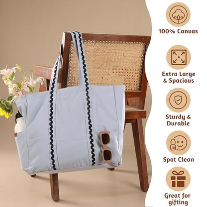 Folkulture Beach Tote Bags For Women, Beach Must Haves 2026-18x15 Inch | Waterproof,Sandproof, Large Tote Bags for Women, Swimming Pool, Beach Essentials, Simple Modern Pool Bag, Bolsos Para Mujeres - color: Ice Blue