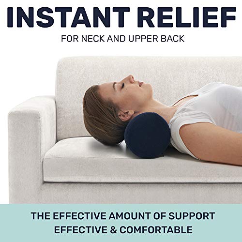 AllSett Health Round Cervical Roll Cylinder Bolster Pillow with Removable Washable Cover, Ergonomically Designed for Head, Neck, Back, and Legs || Ideal for Spine and Neck Support, Navy - style: 13x5 Inch, Soft, Blue