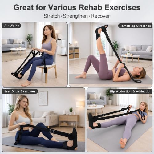 SPRING SEAON Knee Replacement Recovery Aids, Leg Stretcher Strap Kit - color: Black