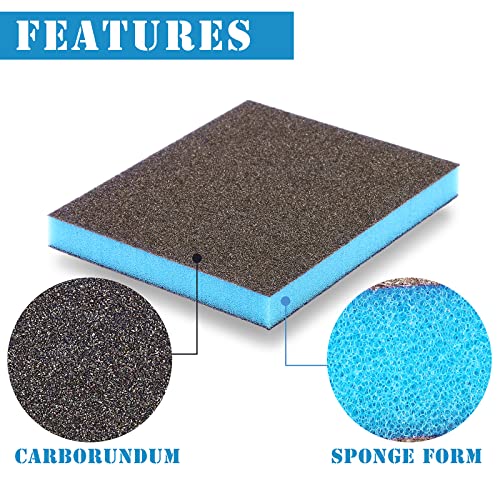 8Pcs 60 Grit Sanding Sponge, Jamiikury Coarse Sanding Blocks Washable and Reusable, Wet Dry Sandpaper Sponge for Wood Metal FurniturePaint and Drywall - size: 60 Grits