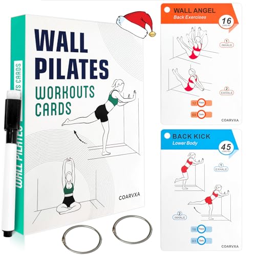Wall Pilates Workouts for Women-58 Exercise Cards with Pilates Mat Workout Postures，ncludes 4-Week Challenge,2 Rings& Dry-Erase for Easy Organization-Home, Gym or Studio - color: Wall Pilates