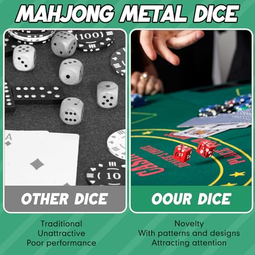 2 Pcs Mahjong Dice Metal, Classic, Red | D6 Mah Jong Dice,Standard Size Mahjong Dice, Durable Material, Replacement for Lost Dice, Board Game Mahjong Supplies - color: Red, size: Classic