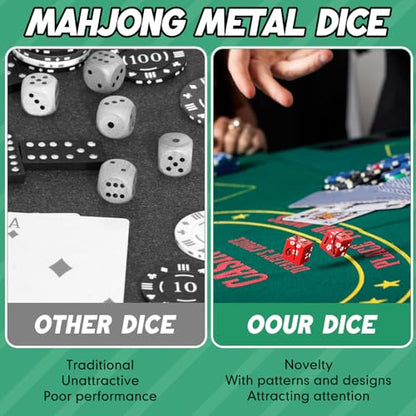 2 Pcs Mahjong Dice Metal, Classic, Red | D6 Mah Jong Dice,Standard Size Mahjong Dice, Durable Material, Replacement for Lost Dice, Board Game Mahjong Supplies - color: Red, size: Classic