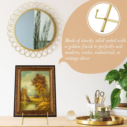 Leinuosen 1 Pcs Metal Tabletop Easel Stand, Tripod Display, Gold | 16.5"H X 8.7"W X 4.3"D Easel for Picture Frame, Supports Mirrors Books Wedding Signs Plates Photos, Foldable Display - color: Gold