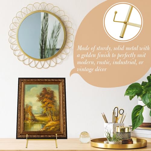 Leinuosen 1 Pcs Metal Tabletop Easel Stand, Tripod Display, Gold | 16.5"H X 8.7"W X 4.3"D Easel for Picture Frame, Supports Mirrors Books Wedding Signs Plates Photos, Foldable Display - color: Gold