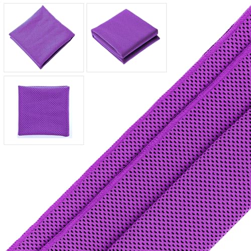 Cooling Towels (40"x 12", Pack of 60) for Neck and Face Hot Weather | Sports, Workout, Fitness, Gym, Yoga, Golf, Pilates, Travel, Camping & More - color: Purple 60