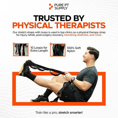 Pure PT Stretching Strap, 10 Loops, Non-Elastic Stretch Strap, Yoga Strap