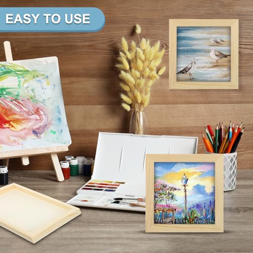 MECCANIXITY 6 Pack Wood Canvas Boards, 10x10 Inch Art Canvases Square Unfinished Wood Panel for Painting, Crafts, DIY Projects, Pouring Art - size: 10x10 Inch