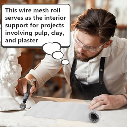 OLYCRAFT 3m/9.8 Ft Aluminum Sculpting Wire Mesh 11.8 Inch Aluminum Wire Mesh Roll for Sculpting Clay Craft Wire Mesh Metal Mesh Sheet Sculpting Mesh Roll Mesh Screen for Arts and Craft