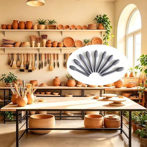 Texture Tool Sets for Clay Art - 9/23pcs Oval Clay Modeling Pattern Rollers Kit with Ergonomic Handles, Small Clay Texture Rollers for Polymer Clay, Pottery (9pcs Single Head) - color: 9pcs Single Head