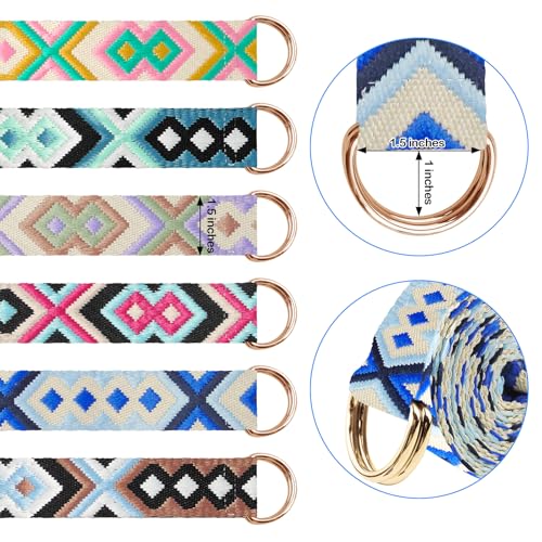 6 Packs Yoga Strap for Stretching Yoga Belt Adjustable Straps for Non Elastic Stretching Strap Exercise Straps for Pilates - color: Geometric Style