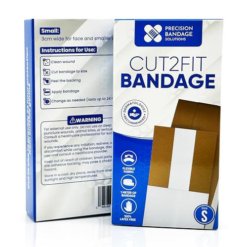 𝐂𝐮𝐭𝟐𝐅𝐢𝐭 𝐀𝐝𝐡𝐞𝐬𝐢𝐯𝐞 𝐁𝐚𝐧𝐝𝐚𝐠𝐞𝐬 - Flexible Fabric Bandage for Wound Care and First Aid, Long Lasting & Breathable - Custom Size for Minor Cuts and Scrapes, 1 Meter Long (Small) - size: Small