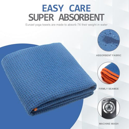 Eunzel 2 Pack Hot Yoga Towel with Grip Dot, Non Slip Yoga Mat Towe Sweat Absorbent Towel for Hot Yoga,Bikram, Pilates and Fitness 72" x 24", Sedona Red/Steel Blue - color: Sedona Red/ Steel Blue