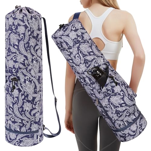 sportsnew Yoga Mat Bag with Water Bottle Pocket & Wet Pocket for Women - color: Phoenix Feather, size: Medium