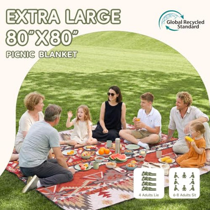 Waterproof Picnic Blanket Outdoor Camping Beach Mat Outside Rug Tent Floor Carpet Extra Large Foldable Sandproof Car Essential Roadtrip Gadget Rv Accessories Glamping Gear Must Haves Hiking Stuff Gift - color: Boho Brown