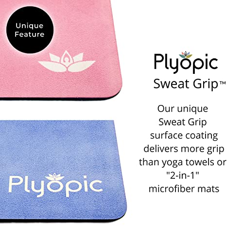 Plyopic All In One Yoga Mat | Luxury Sweat-Grip Mat/Towel Combo | Ideal for Yoga, Hot Yoga, Bikram, Pilates, Workout & Exercise | Eco-Friendly Natural Rubber - color: Ombre