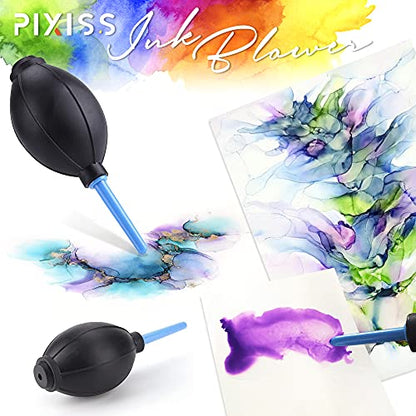 Alcohol Ink Paper & Watercolor Paper - 25 Sheets of 5x7 White Alcohol Ink Paper (127x178mm) 300gsm - Hand Blower for Alcohol Ink - Alcohol Ink Supplies