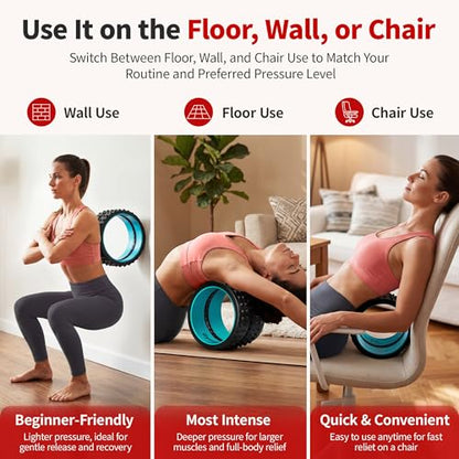 GymCope Curved Foam Roller, Spine-Safe Groove, 530 lb, Blue, Medium - color: Blue, size: Medium