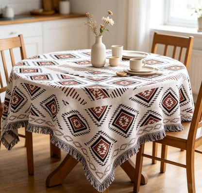 Luxlovery Beige Bohemian Sofa Throw Blankets Ethnic Woven Boho Geometric White and Khaki Throw Blanket for Couch Aztec Bed Throws Oversized Chair Sofa Cover with Tassels(51"x70") - color: Mocha, size: 51"x70",130x180cm