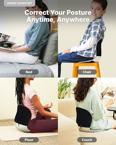 curble Wider – Ergonomic Desk Chair Seat Cushion, Everyday Passive Posture Trainer for Work from Home, Office & Car, Breathable Lumbar Support (Black) - color: Set Black