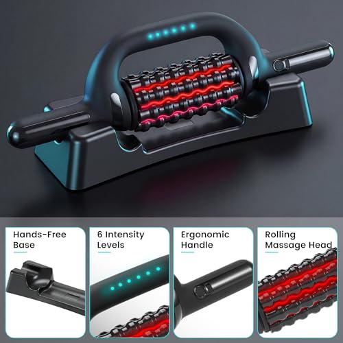 Electric Massage Roller Stick, Deep Tissue Muscle Massager with 6 Speeds, Rechargeable Rolling Massager for Legs, Back, Calves & Feet,Hands-Free Body Massage Tool(1)