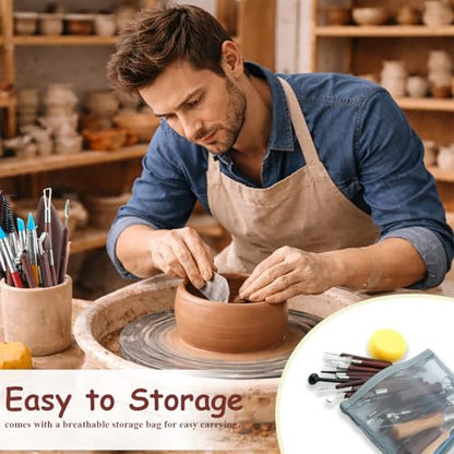 50PCS Clay Sculpting Tools Set with Storage Bag, Pottery Tools for Adult | Beginners-Friendly, All-In-One Complete Kit, Clay Modeling Tools for Pottery, Dotting, Molding, Shaping, Detailing - color: Redwood