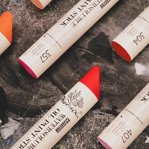 PHOENIX Earth Tone Oil Paint Stick - Set of 12 Warm Colors 37ml Large Soft Water Soluabl Oil Pastels for Artists - color: 12 Warm Colors