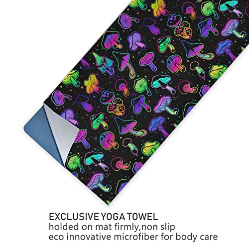 Yoga Mat Towel Colorful Mushroom, 73" x 27" - color: Colorful Mushroom