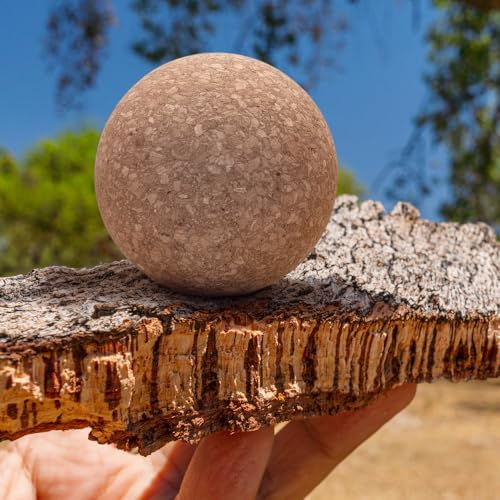 Natural Cork Massage Ball, Eco Sports Equipment, Round Exercise Therapy Ball, Self-Myofascial Release Tool (80 mm)
