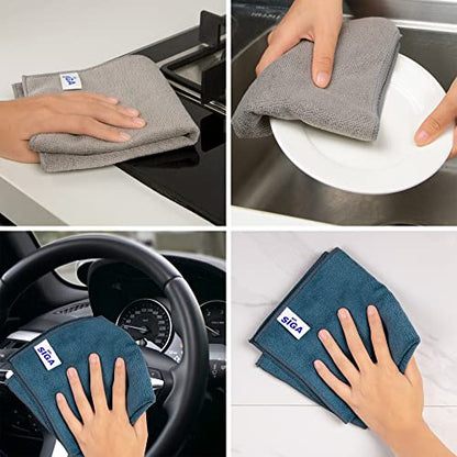 MR.SIGA Microfiber Cleaning Cloths, All Purpose Cleaning Towels, Pack of 6 | Ultra absorbent and soft microfiber towels for kitchen, car and household surfaces, Teal & Gray, 35 x 40 cm(13.8 x 15.7 inch) - size: 13.8 x 15.7 inch