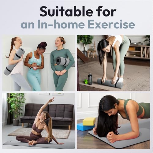 Umineux Non Slip Yoga Mat 72"x24" Exercise & Fitness Mat For Women and Men - color: Gray & Black, size: 10MM