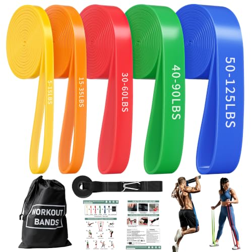 Exercise Bands, Resistance Bands for Working Out, Workout Bands, Pull up Assist Bands, Stretch Bands for Exercise at Home/Gym -Afu - color: Blue, Green, Red, Orange, Yellow