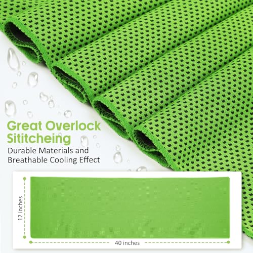 Cooling Towels 40 Pack, 40"x12" Bulk Cold Towels for Hot Weather, Cool Gym Towel for Neck & Face, Cooling Rags with Carry Bag for Sports, Workout, Golf, Camping, Travel - color: 40green