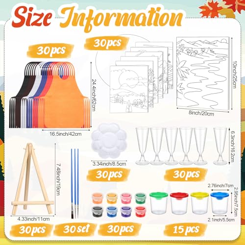 Sherr 285 Pcs 30 Sets Sip and Paint Kit for Adults,Scenery | Pre Drawn Canvas to Paint for Adults, Acrylic Paints, Brushes, Easels, Date Night, Birthday Party Gifts - style: Scenery