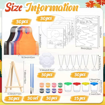 Sherr 285 Pcs 30 Sets Sip and Paint Kit for Adults,Scenery | Pre Drawn Canvas to Paint for Adults, Acrylic Paints, Brushes, Easels, Date Night, Birthday Party Gifts - style: Scenery