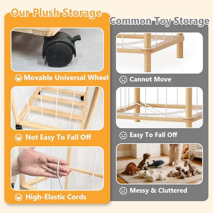 Extra-Large Stuffed Animal Zoo Storage, 3-Tier Wooden Organizer