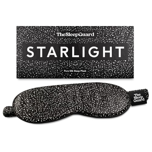 TheSleepGuard Pure Silk Sleep Mask [100% 6A Mulberry Silk, 22 Momme] Light Blocking Travel Essentials. Eye Masks for Sleeping. Black Oeko-Tex Blindfold. Eye Covers for Men & Women - color: Starlight Print