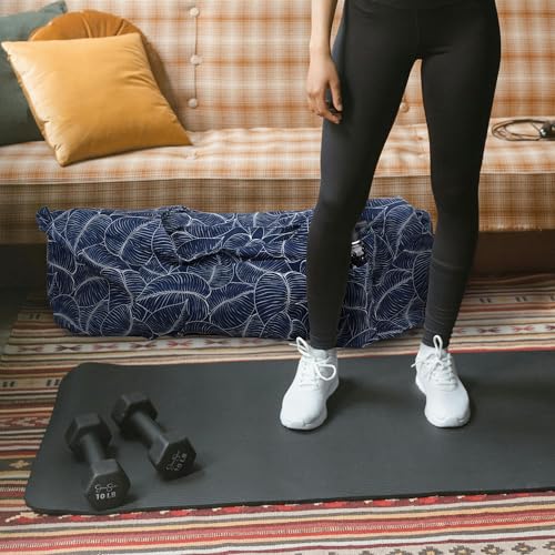 Large Yoga Mat Bag Yoga Bags and Carriers Fits All You Stuff Yoga Tote Bag with Yoga Mat Strap, Elastic Pockets and Zipper Pockets - color: dark blue