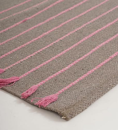 Indian Handmade 100% Organic Cotton Yoga Mat, Hand Woven Rug, Yoga Mat For Everyday Fitness at Home Comfortable Foldable Long Mat - color: Gray & Red