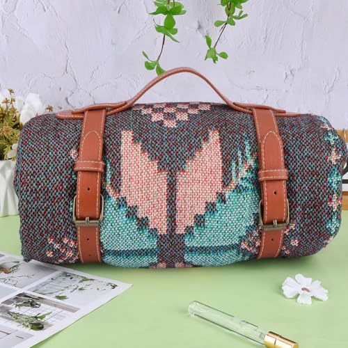 2 Set Outdoor Picnic Blanket Carry Strap 26.93 Inch PU Leather Camping Travel Rug Blanket Holder Portable Handle Bedroll Motorcycle Yoga Mat Roll Carrier with Adjustable Belt - style: 2 colors