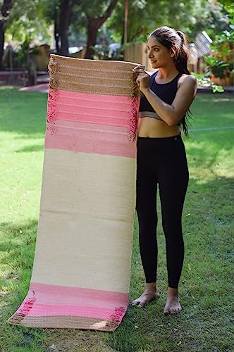Jaipur art & Rugs Cotton Yoga Mat - Eco-Friendly Hand-Woven Rug - Non Slip & Thick (24”x72”x5mm) for Everyday Fitness at Home - Comfortable Extra-Long - color: Multicolor 10