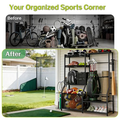 Garage Sports Equipment Organizer, Golf Bag Storage Rack