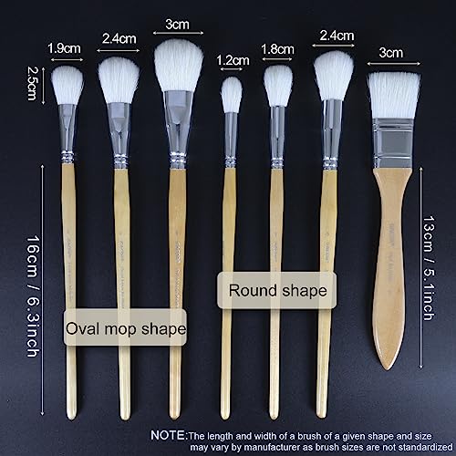 GACDR Gilding Brush Set, 7 Pieces Versatile Goat Hair Blending Mop Brushes for Acrylic Painting Wartercolor Foil Gold Leaf Flakes Sheets | Goat hair mop brushes for blending acrylics, applying gold leaf, softening brush strokes, metallic wax, crafts decor